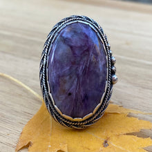 Load image into Gallery viewer, Charoite Chunky Statement Ring / Size 9