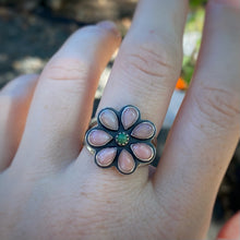 Load image into Gallery viewer, Pink Opal &amp; Chinese Turquoise Flower Power Ring / Size 9.25