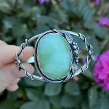 Load image into Gallery viewer, Chrysoprase &amp; Pyrite Moth &amp; Leaf Statement Cuff