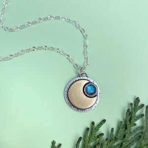 Mini Moon Necklace - Labradorite / 18” / Made to Order