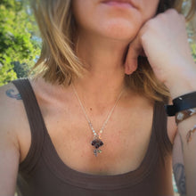 Load image into Gallery viewer, Garnet, Sunstone, &amp; Peridot Lunar Flower Necklace / 18”