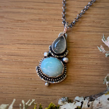 Load image into Gallery viewer, Prehnite &amp; Larimar Pendant Necklace / 20”