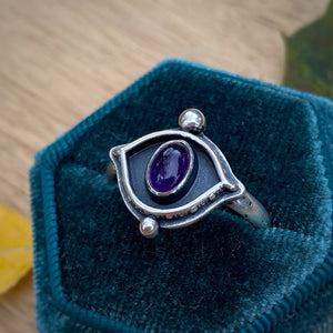 Amethyst Evil Eye Ring / Size 10.25