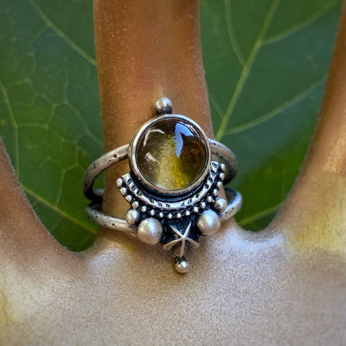 Beer Quartz Statement Ring / Size 7.25 - 7.5
