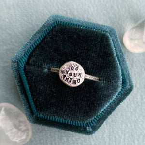 “Do Your Thing” Handstamped Pebble Ring / Size 7.75