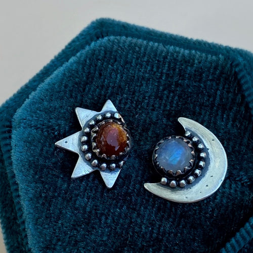 Sun & Moon Studs / Made to Order