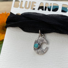 Load image into Gallery viewer, Turquoise &amp; Silver Moon Silk Choker