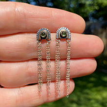 Load image into Gallery viewer, Peridot Fringed Arch Stud Earrings