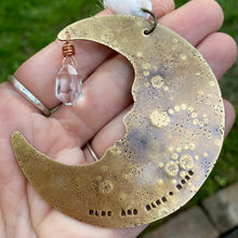 Load image into Gallery viewer, Brass &amp; Glass Crescent Moon Ornament {A}