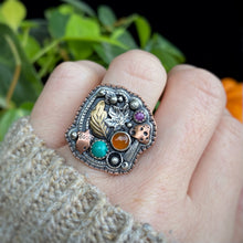 Load image into Gallery viewer, Carnelian, Chrysocolla, &amp; Pink Sapphire Forager Statement Ring / Size 7.75 - 8