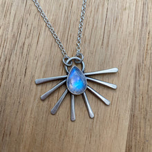 Load image into Gallery viewer, Rainbow Moonstone Fan Necklace / 18”