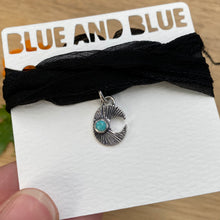 Load image into Gallery viewer, Turquoise &amp; Silver Moon Silk Choker
