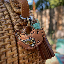 Load image into Gallery viewer, Babette the Cat Millefiori Glass Copper Charm
