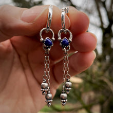Load image into Gallery viewer, Lapis Lazuli &amp; Fringe Hoop Earring Set