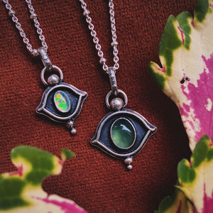 Synthetic Opal Evil Eye Necklace / 16”