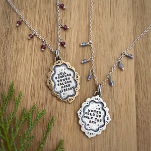 “Well Behaved Women” Ornate Frame Necklace / 22”