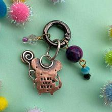 Load image into Gallery viewer, Cheesy, the Party Mouse Pink Tourmaline &amp; Copper Charm