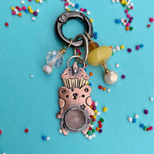 Load image into Gallery viewer, Andrew, the Party Bear Rose Quartz &amp; Copper Charm