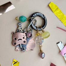 Load image into Gallery viewer, Bob, the Party Hippo Vintage Gem &amp; Copper Charm