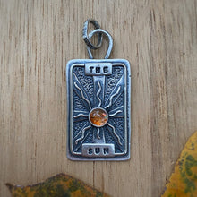 Load image into Gallery viewer, Sunstone "The Sun" Tarot Card Charm / No Chain