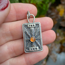 Load image into Gallery viewer, Sunstone "The Sun" Tarot Card Charm / No Chain