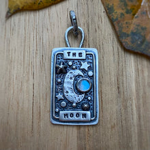 Load image into Gallery viewer, Rainbow Moonstone "The Moon" Tarot Card Charm / No Chain