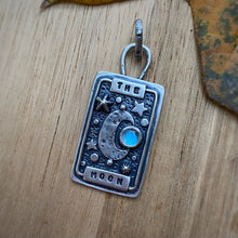Load image into Gallery viewer, Rainbow Moonstone "The Moon" Tarot Card Charm / No Chain
