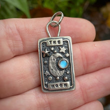 Load image into Gallery viewer, Rainbow Moonstone "The Moon" Tarot Card Charm / No Chain