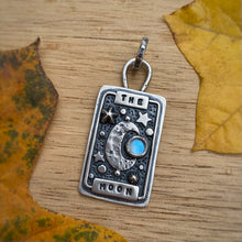 Load image into Gallery viewer, Rainbow Moonstone "The Moon" Tarot Card Charm / No Chain