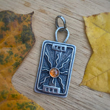 Load image into Gallery viewer, Sunstone "The Sun" Tarot Card Charm / No Chain