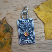 Load image into Gallery viewer, Sunstone "The Sun" Tarot Card Charm / No Chain