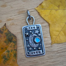 Load image into Gallery viewer, Rainbow Moonstone "The Moon" Tarot Card Charm / No Chain