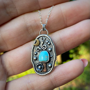Turquoise Mushroom & Snail Necklace / 18”