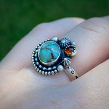 Load image into Gallery viewer, Mineral Park Turquoise &amp; Baltic Amber Ring / Size 8 - 8.25