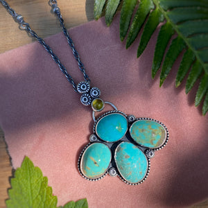 Turquoise Mountain & Peridot Southwestern Statement Necklace / 20” - 22”