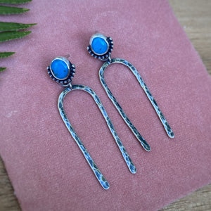 Kingman Turquoise Post-Back Arch Earrings