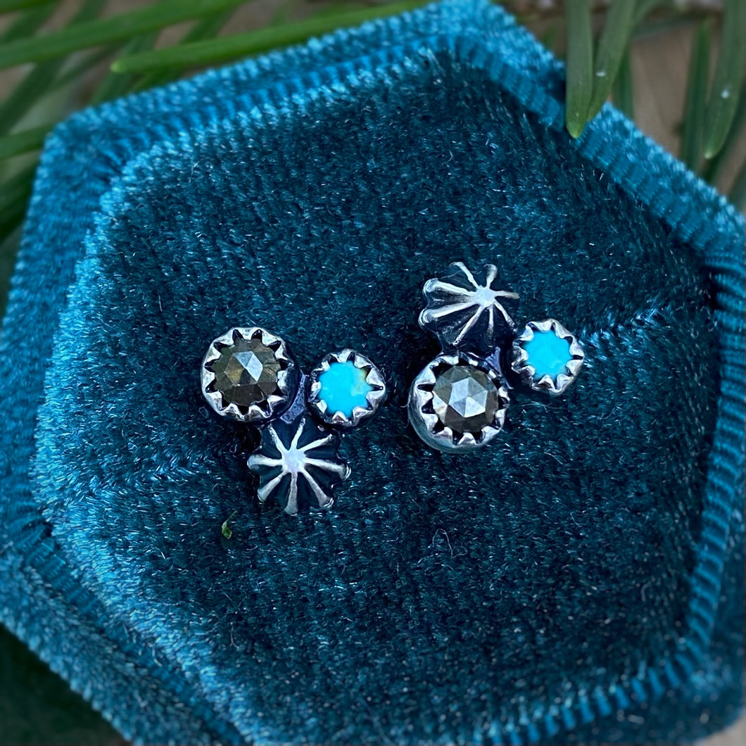 Pyrite & Turquoise Studs