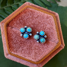 Load image into Gallery viewer, Sleeping Beauty Turquoise Clover Studs - Blue