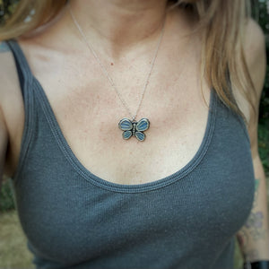 Boulder Opal Doublet Butterfly Necklace / 20” - 22”