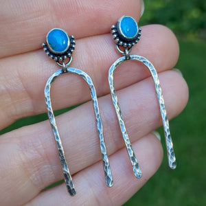 Kingman Turquoise Post-Back Arch Earrings