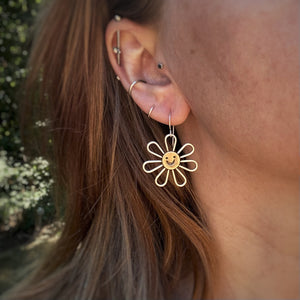 Smiley Flower Power Dangle Earrings