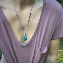 Load image into Gallery viewer, Kingman Turquoise &amp; Labradorite Statement Necklace / 22”