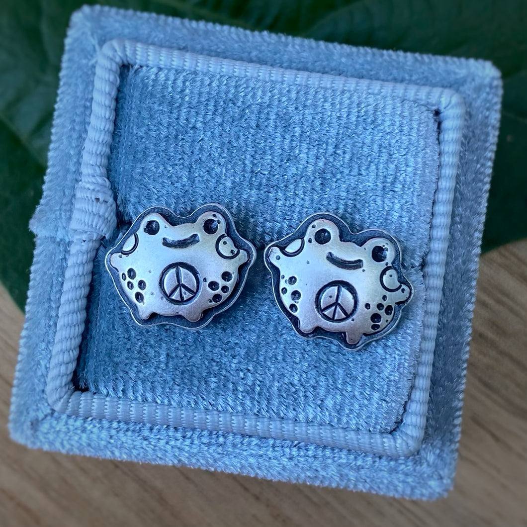 Peace Frog Stud Earrings
