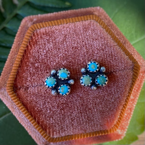 Sleeping Beauty Turquoise Clover Studs - Blue