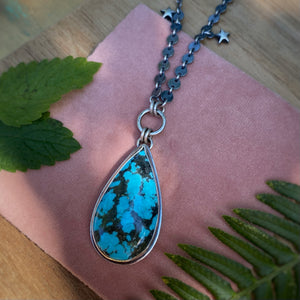 Kingman Turquoise & Labradorite Statement Necklace / 22”