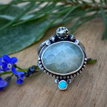 Load image into Gallery viewer, Aquamarine, Pyrite, &amp; Turquoise Statement Ring / Size 5.5 - 6