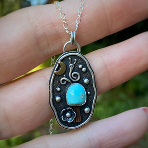 Turquoise Mushroom & Snail Necklace / 18”