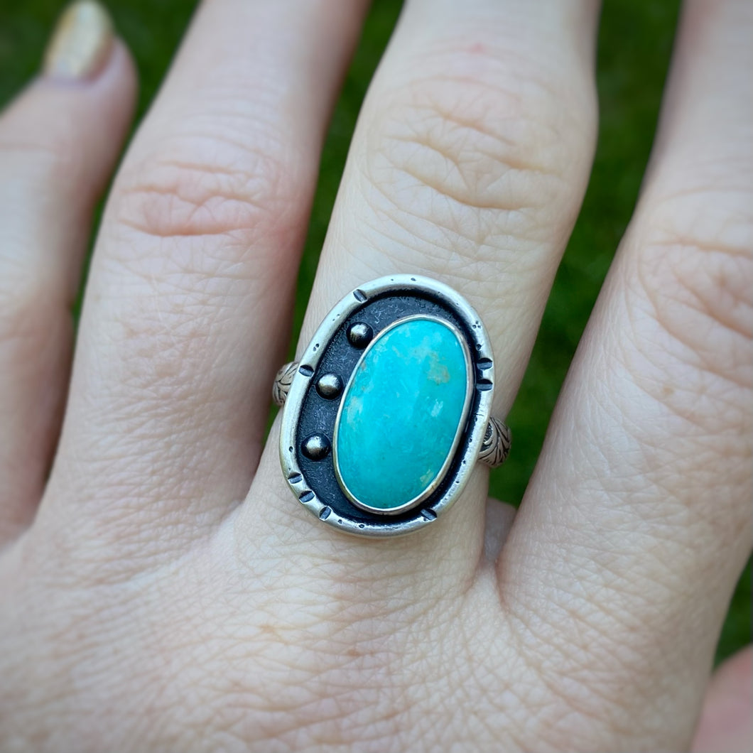 Turquoise Mountain Shadowbox Ring / Size 9.5 - 9.75
