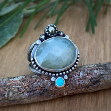Load image into Gallery viewer, Aquamarine, Pyrite, &amp; Turquoise Statement Ring / Size 5.5 - 6