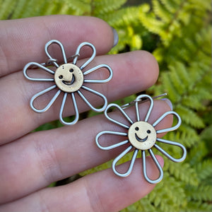 Smiley Flower Power Dangle Earrings